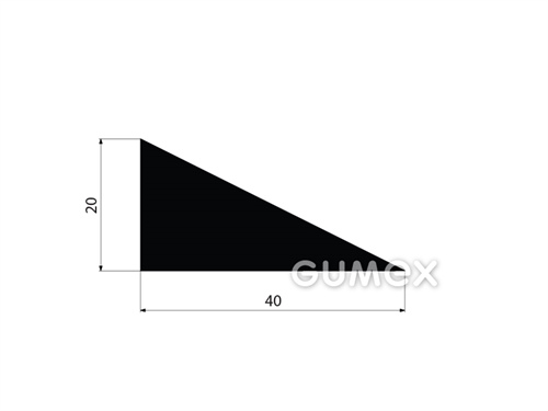 "Dreieck" Gummiprofil, 20x40mm, 45°ShA, NBR, -40°C/+70°C, schwarz, 